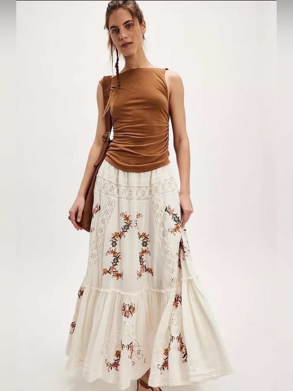 NWT Free People Paradiso Embroidered Maxi Skirt